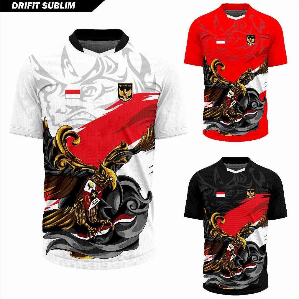 PROMO TERBARU Jersey Olahraga Garuda Merah Putih Baju Futsal Kaos Voli Atasan Badminton Running