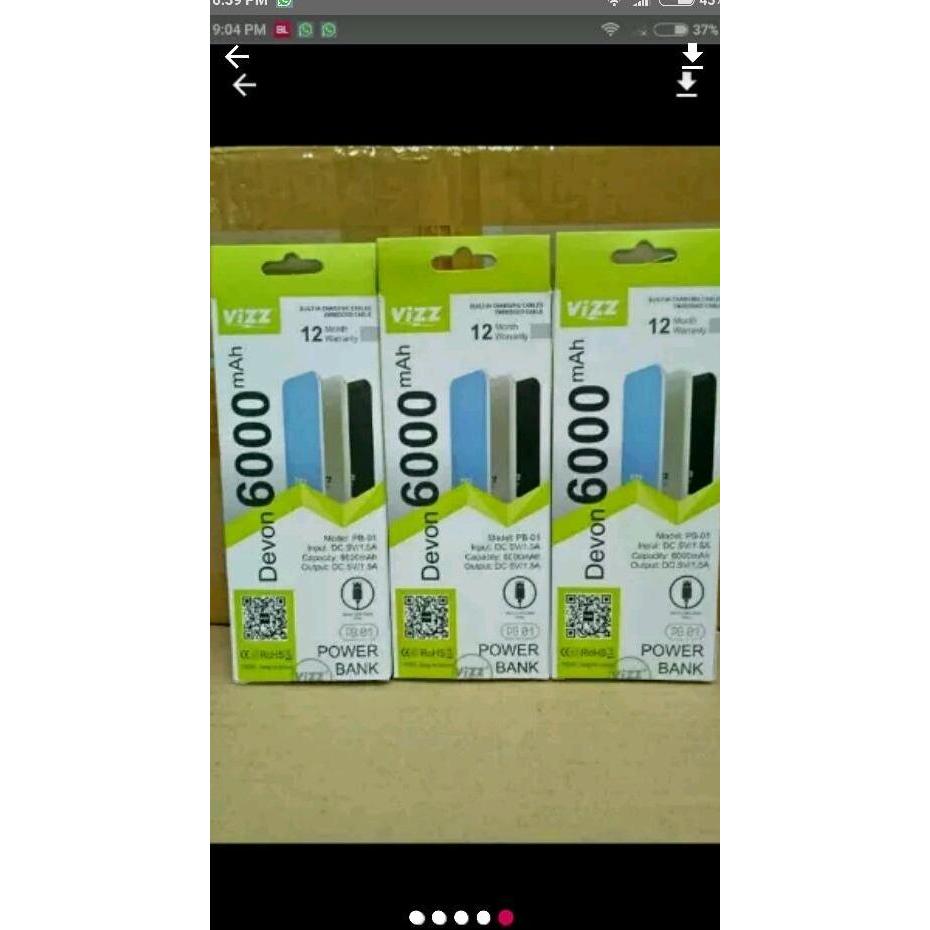 PROMO Powerbank VIZZ Devon 6000mAh super slim, support Iphone5 keatas