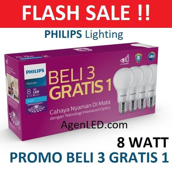 Philips Lampu Led 8W Bohlam 8 W Watt Putih Bulb Philip 8Watt Mycare