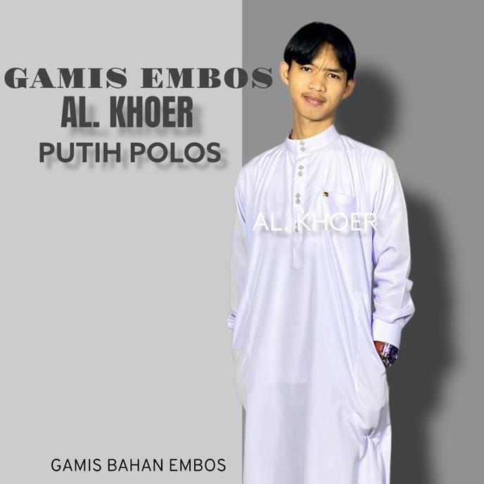 Alkhoer Jubah Madinah Gamis Bahan Embos Kancing Kotak Impor Jubah Pria Dewasa Termurah 2023