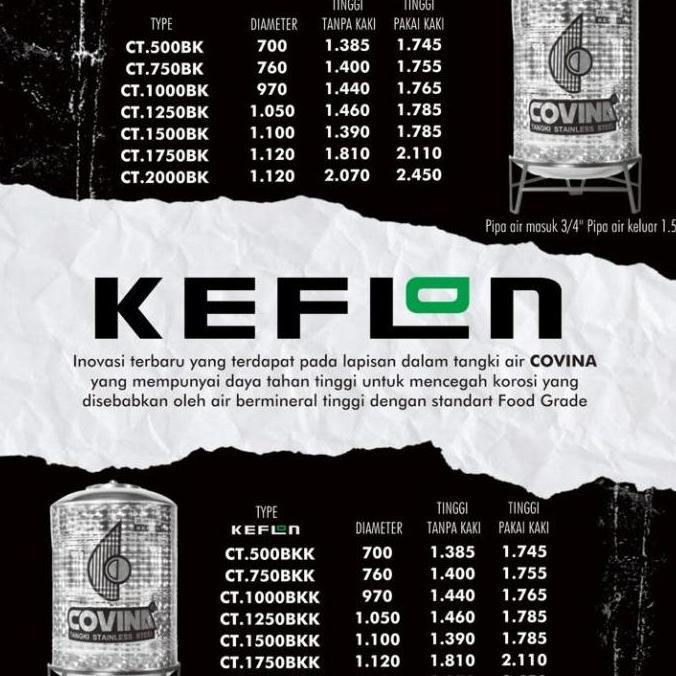 Miliki Tangki Air Covina Stainless Steel Ct 500 Bk Bkk Tandon Air Toren Air