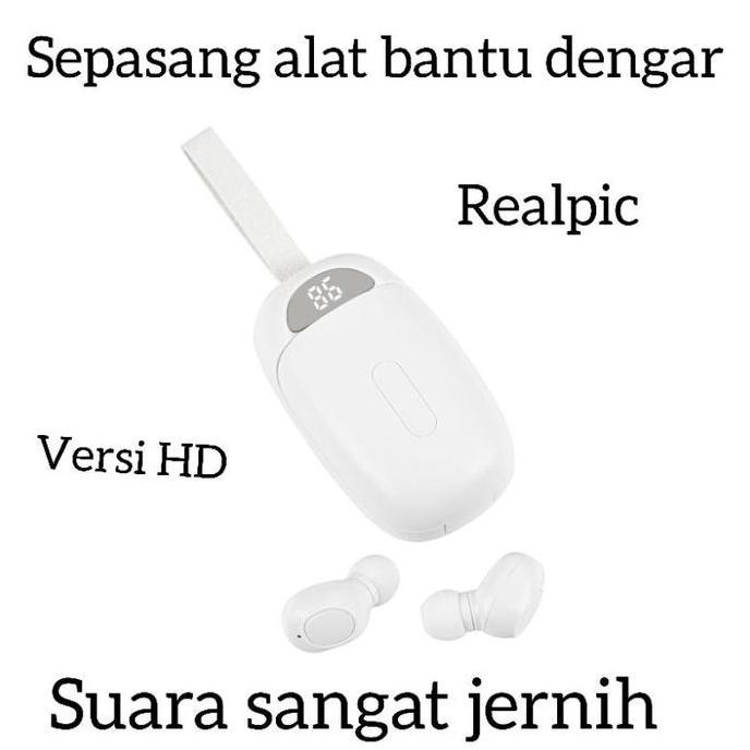 Sangat Aman Sepasang Alat Bantu Dengar Model Tws Premium Rechargeable Bisa Di Cas Kode 201