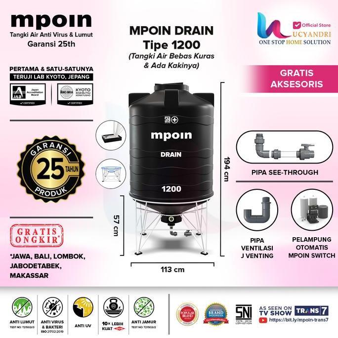 Diskon Toren Air 1200 L Mpoin 1200 Drain Tangki Air Mpoin Plus 1200 L Tandon