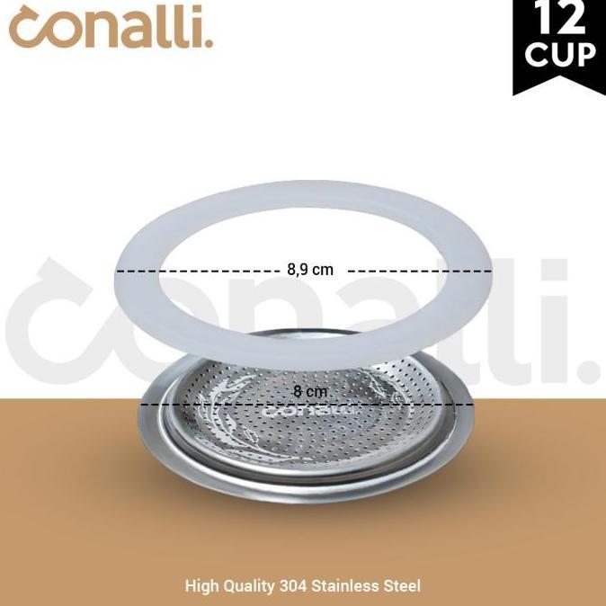 Nosting- Mokapot Gasket 12 Cup Conalli Seal Karet Filter Moka Pot Spare Part