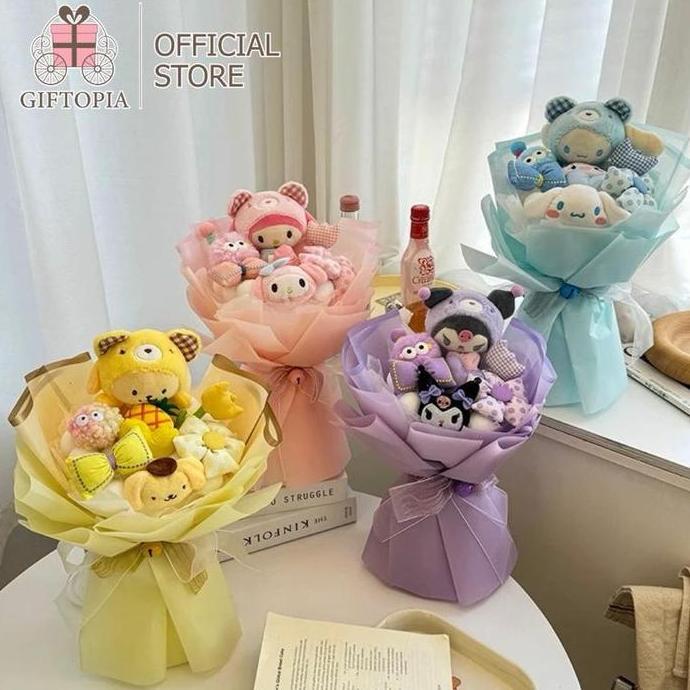 GIFTOPIA READYSTOCK Buket Boneka Sanrio LED Hadiah Lucu Anniversary Gift Valentine Hari Ibu Wisuda G