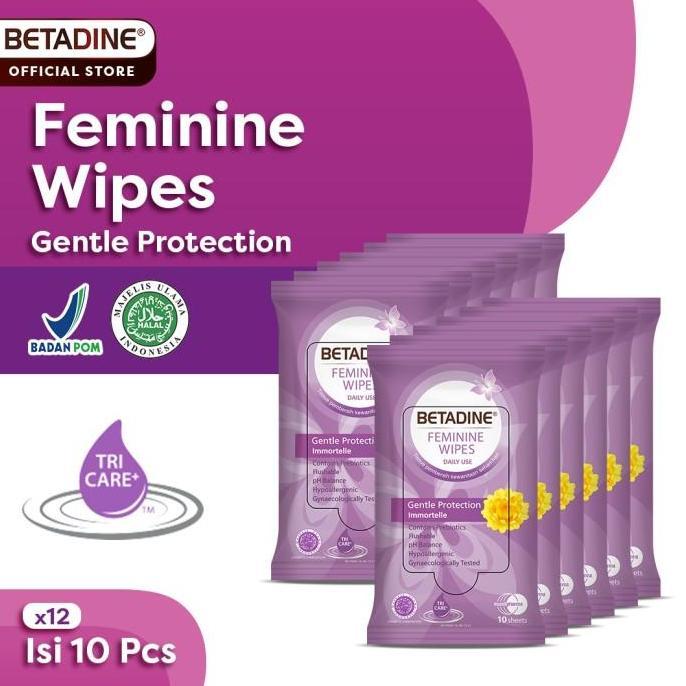 Muginomi- Betadine Feminine Wipes Tissue Basah Pembersih Kewanitaan 12 Pack