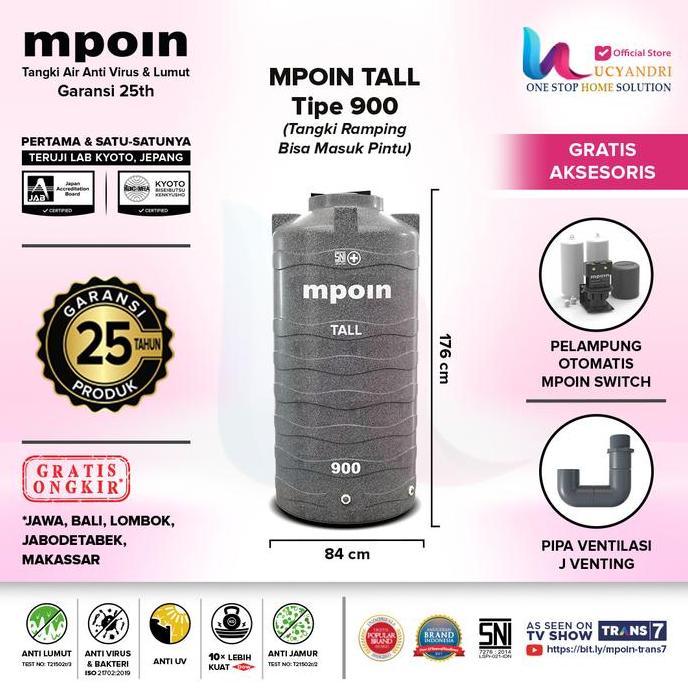 Spesial Tangki Air Mpoin 900 Tall Toren Tandon Tanki 900 L Mpoin Plus