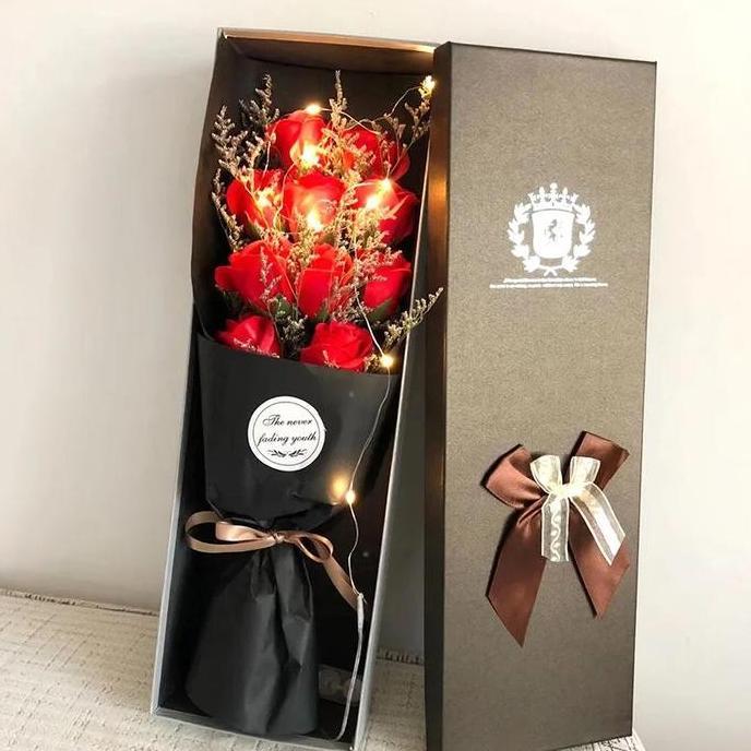 Bucket Bunga Sabun Lampu Led Buket Anniversary Valentine Kado Wisuda Viral