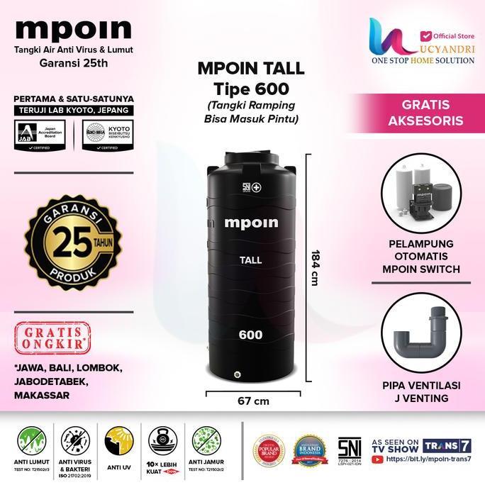 Spesial Tangki Air Mpoin 620 Liter Toren Mpoin Plus 600 Wave Tall