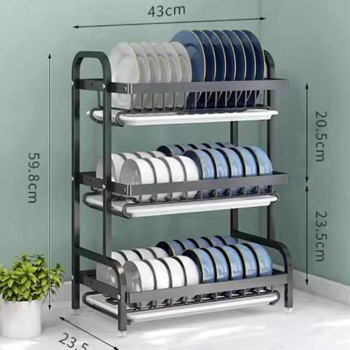 Rak Piring Stainless Steel Rak Dapur Rak Dinding Rak Besi Dapur Piring Serbaguna