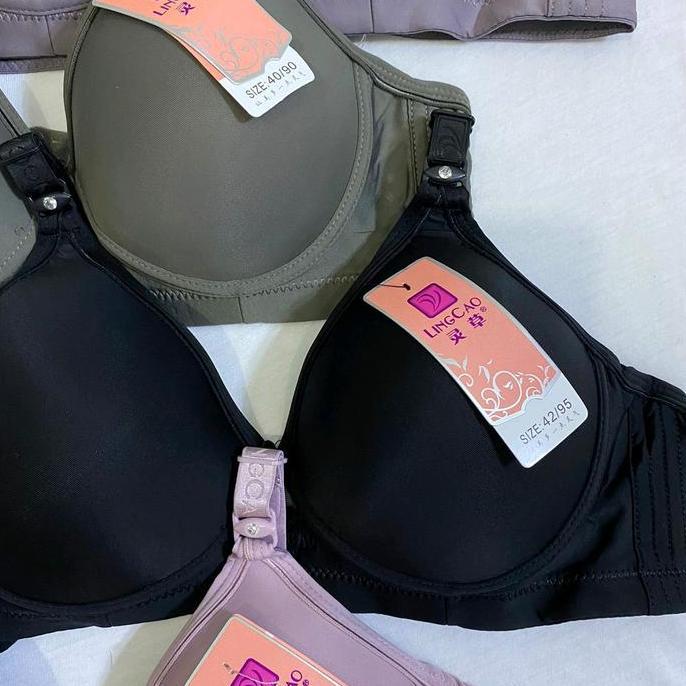 DY111 - Bra Lingcao B5 | Bh Busa Cup B Nyaman Tanpa Kawat | Bra Wanita Lingcao Original Kait 3 Cup b