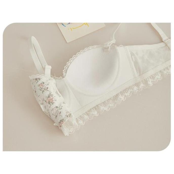DS216 - Bra wanita push up tanpa kawat motif BH floral bunga Pakaian dalam wanita pushup beha cantik