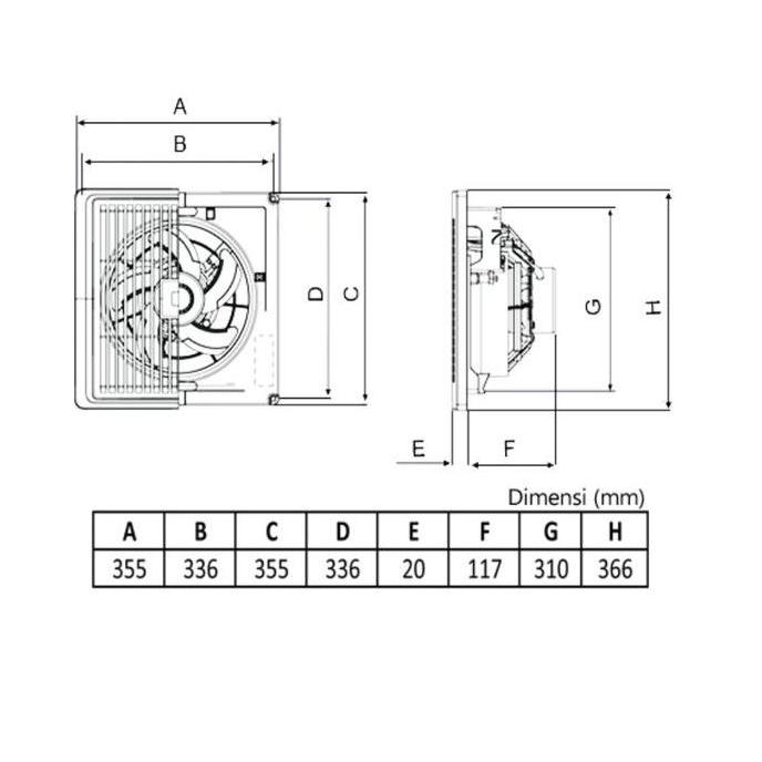Exhaust Fan KDK 25 TGQ 10" Ceiling Fan KDK Plafon KDK 25TGQ Hexos Fan