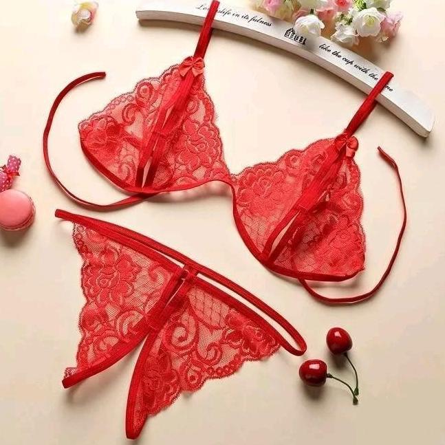 bestpromo 1 set bra + celana dalam lingerie transparan wanita bh