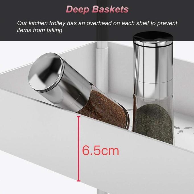 Rak Troli Serbaguna Plastik Roda Tingkat / Rak Susun Dapur Kamar Mandi bertingkat / Rak Troli Susun 