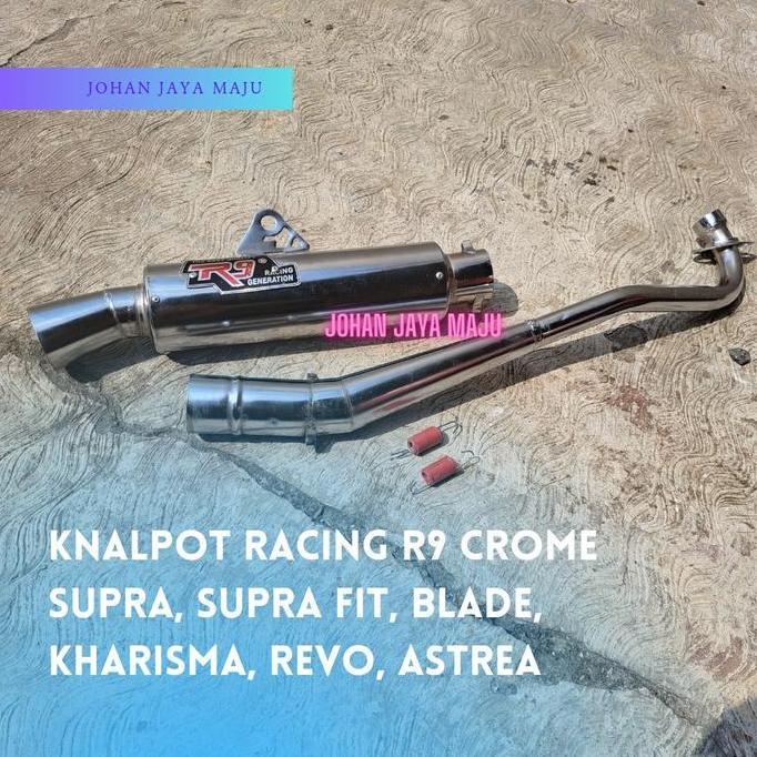 Knalpot Racing R9 Crome Supra, Supra Fit, Blade, Kharisma, Revo, Astrea Motor