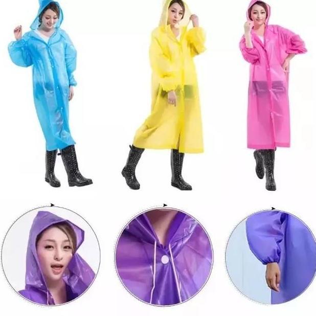 Shiftx- Jas Hujan Eva Transparan Korea Pria Wanita Dewasa Terusan Ponco Lipat  Raincoat Waterproof P