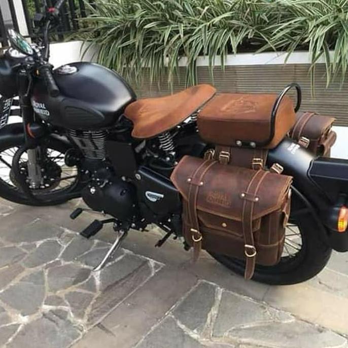 ready stok tas royal enfield,side bag royal enfield leather