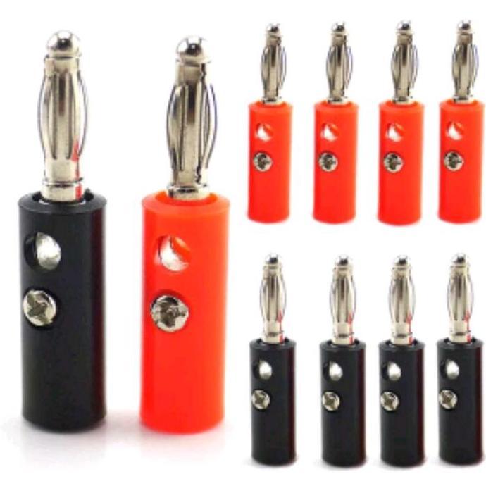 Singover- Jack Audio Jack Banana 10 Pcs Kwalitas Bagus Hitam Merah