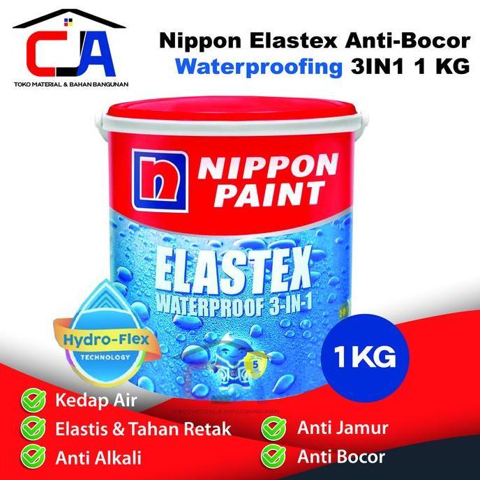 fixshuu_shope - nippon elastex waterproofing cat tembok warna abu-abu dan putih 1 kg