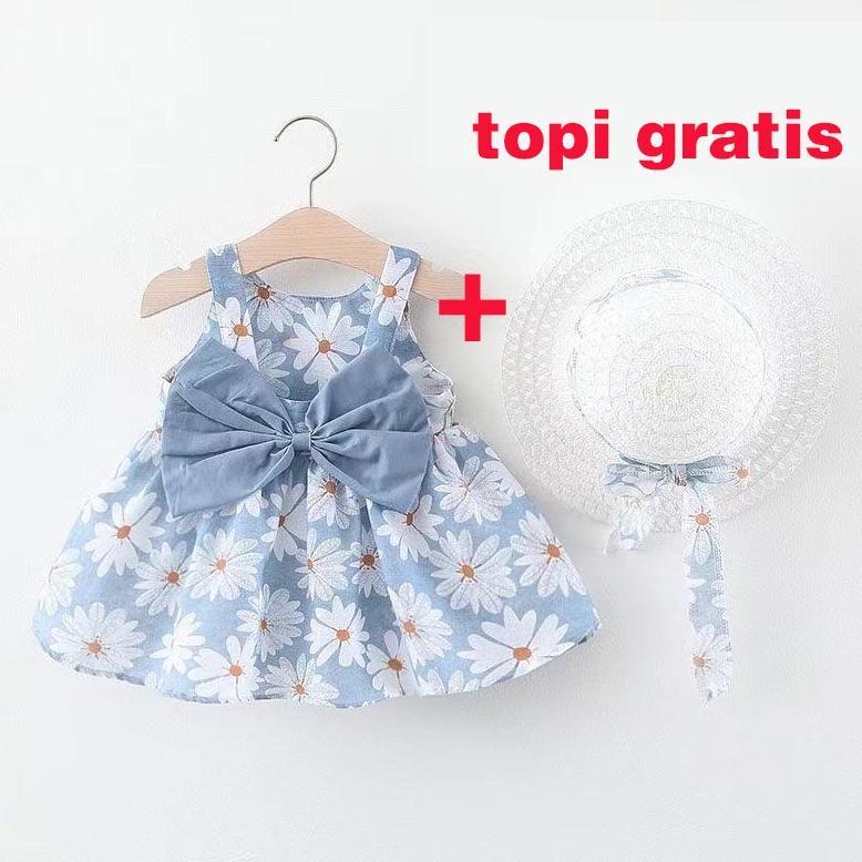 Haasya Kids  0-4 Tahun Gaun bayi + topi Set gaun hitam anak perempuan Rok lucu Lengan pendek atasan 