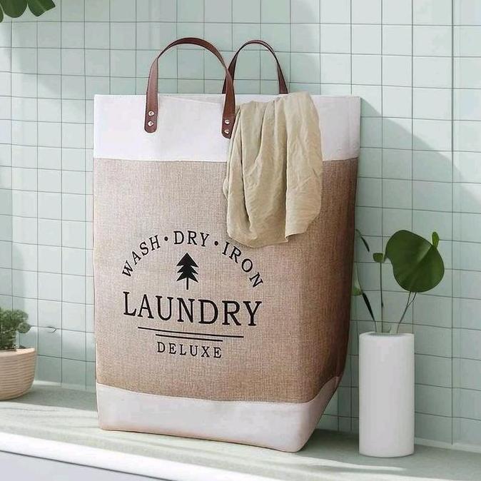 Tas Laundry Portable Bag Storage Organizer Linen Foldable Dengan Pegangan Tas TM