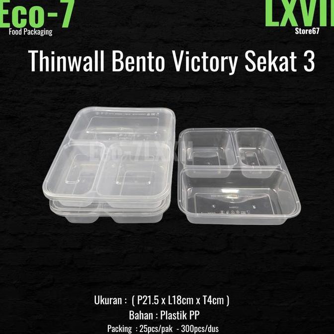 Bento Box Plastik Thinwall Sekat 3 BS