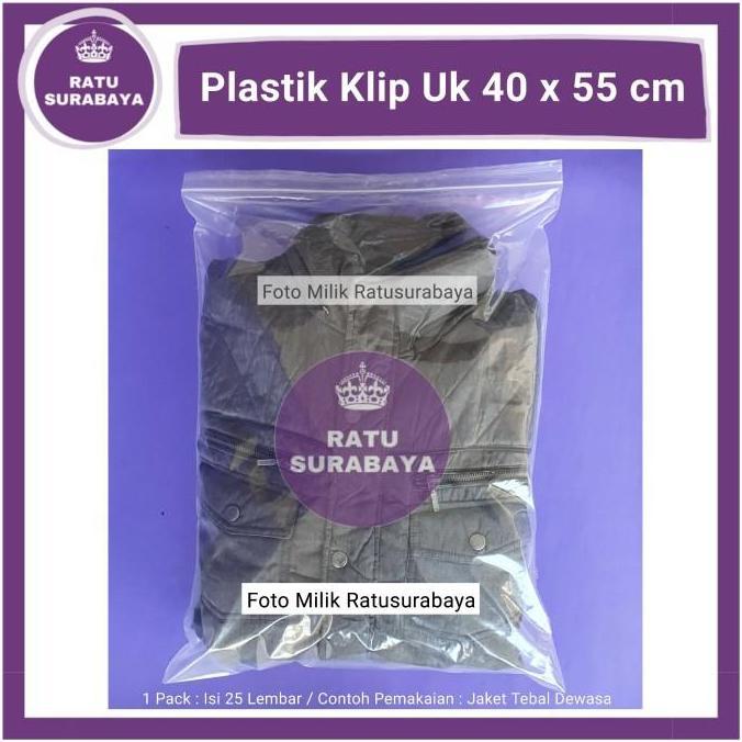 Plastik Zip Lock 40x55 Klip Besar Ziplock Jumbo Clip Zipper Bening 0.5