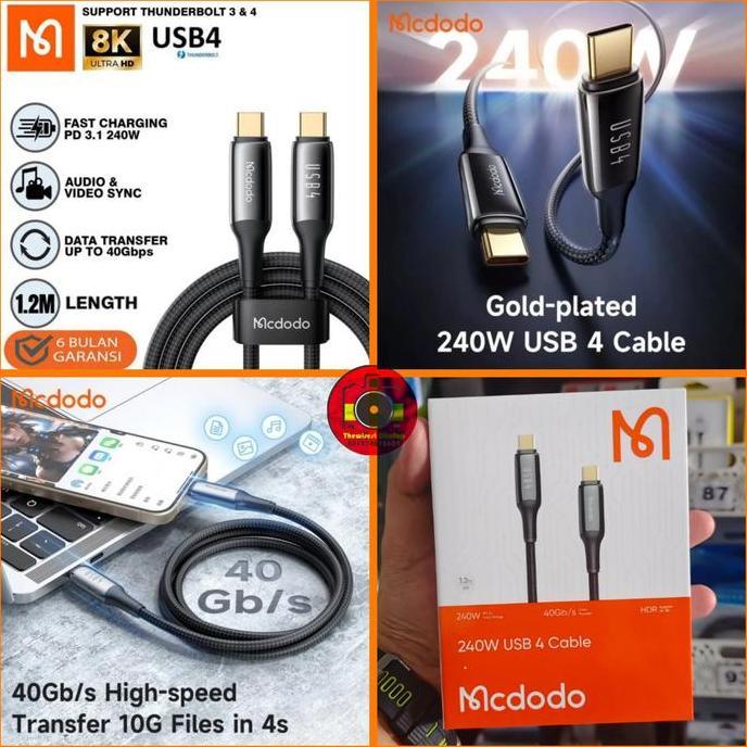Mcdodo C to C 240W CA-2990 Kabel Data Thunderbolt 4 PD3.1 Type-C 8K