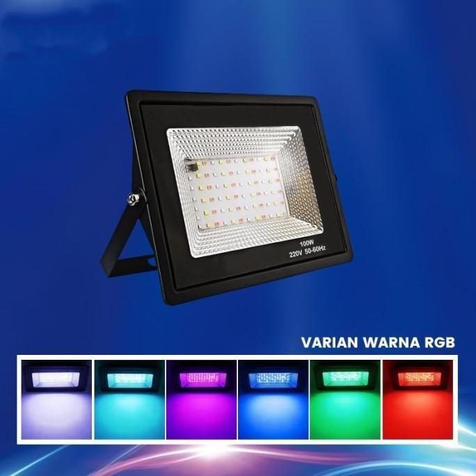 MVO Lampu Sorot 10 watt 20 watt 30 watt 50 watt 100 watt  RGB Remote LED SMD Waterproof IP66 Lampu T