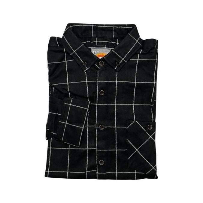 Kemeja Flanel Pria Brand F2D Distro Lengan Panjang Motif Garis Kotak Slimfit Casual 1069