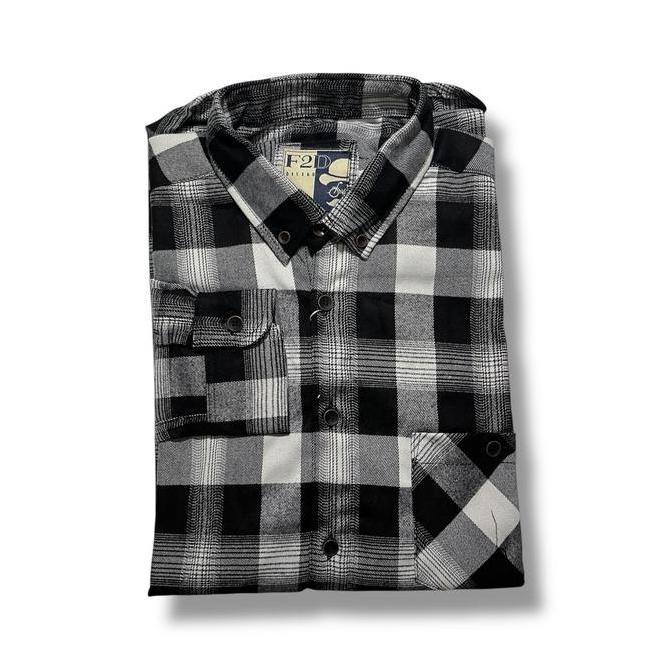 Kemeja Flanel Pria Casual Brand F2D Distro Lengan Panjang Motif Garis Kotak Slimfit 1022