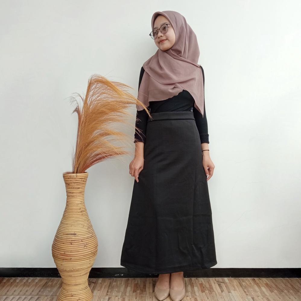 Rok kerja model Line A panjang Formal Look Skirt Scuba COD