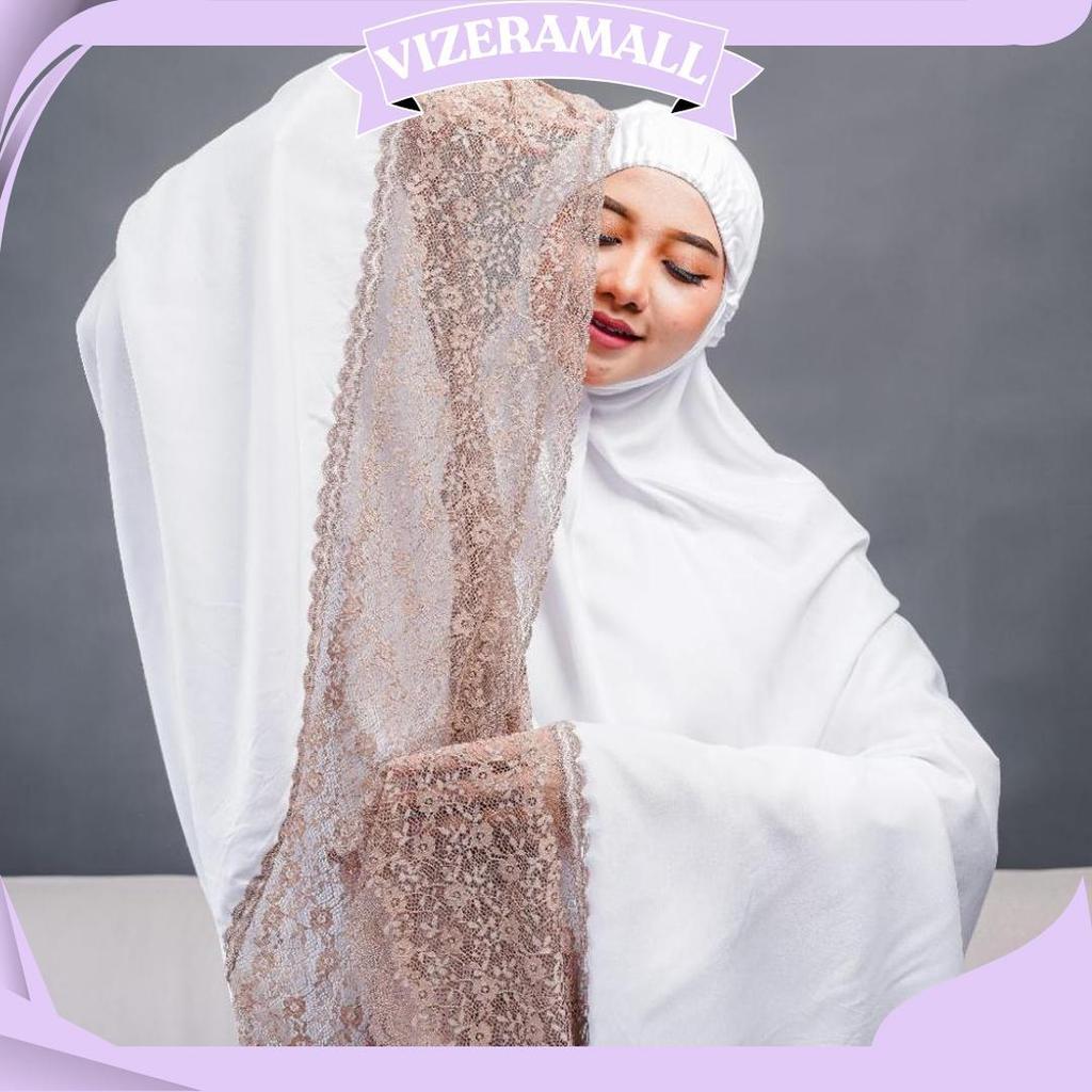 Mukena Dewasa Putih Polos Renda Bahan Katun Rayon Super Premium Size Super Jumbo Dan Mukenah Terusan