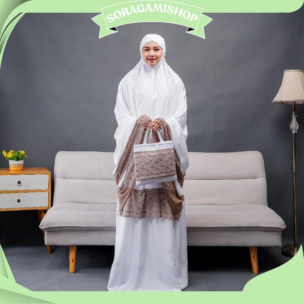 Mukena Dewasa Putih Polos Renda Bahan Katun Rayon Super Premium Size Super Jumbo Dan Mukenah Terusan