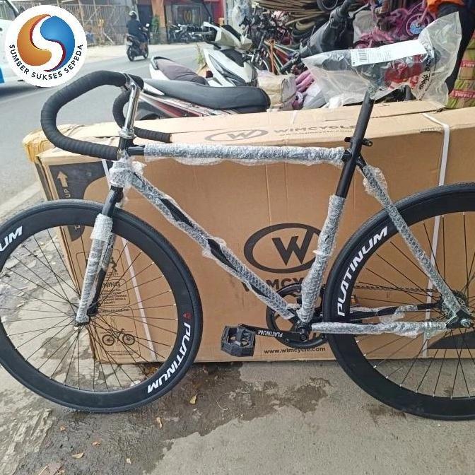 sepeda fixie 700c rem terpedo stang balap frame lokal bahan besi