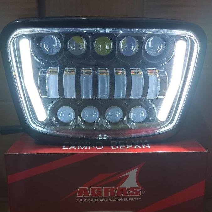 Promo LAMPU DEPAN RX KING NEW OVAL REFLEKTOR HEAD LAMP DEPAN 16 LED KOTAK RX-KING NEW AGRAS SUPER TE