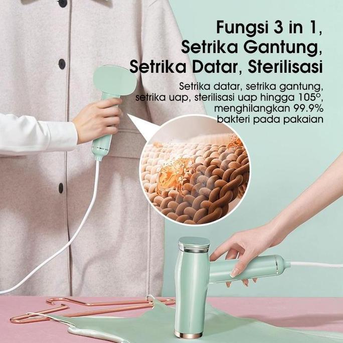 Ready [Cod] Samono Sw-Gsg140 Setrika Uap Listrik Alat Mesin Setrika Baju Low Watt 3In1 Multifungsi P