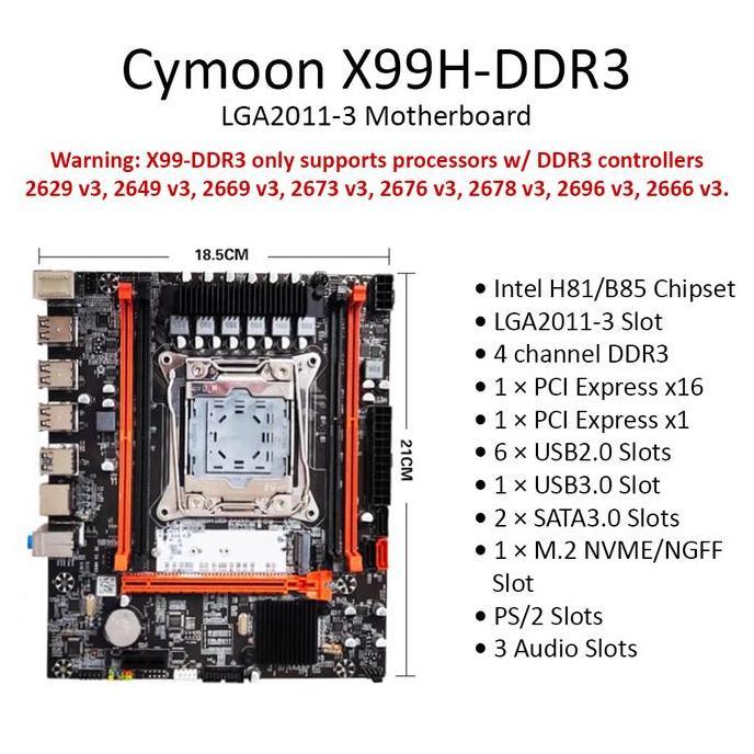 Cymoon X99 Motherboard LGA 2011-3 DDR3 Mainboard Mobo USB3 SATA3