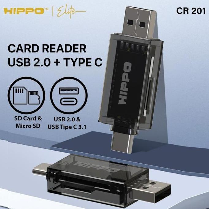 DV358 >> Hippo Card Reader CR-201 2in1 OTG USB 3.1 USB-C Micro SD Card Reader