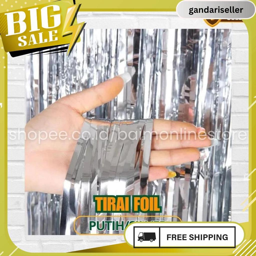 Tirai Foil Merah Putih Hijau Emas / Tirai Ulang Tahun Foil Curtain Import / Tirai Foil / Tirai Balon