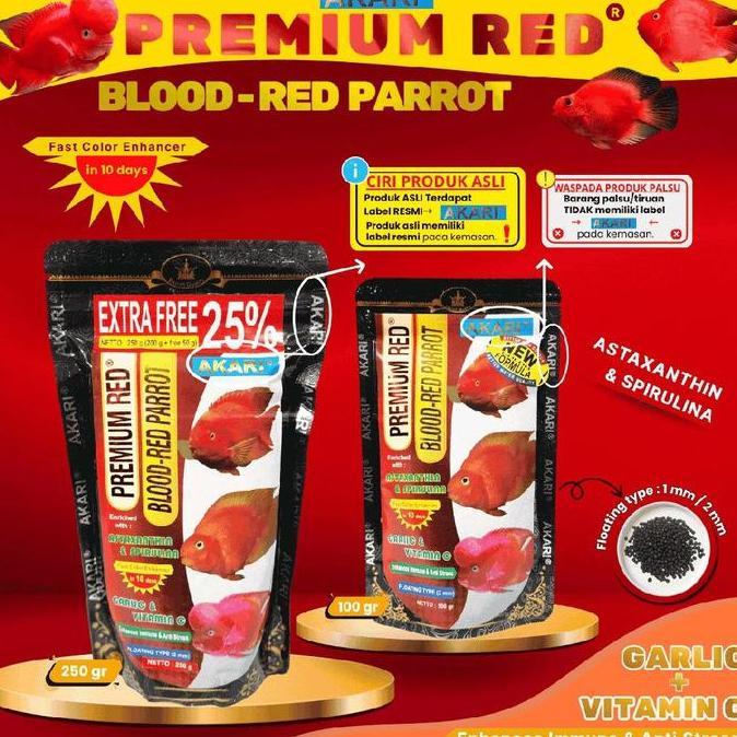AKARI PREMIUM RED BLOOD RED PARROT 250gr makanan ikan pakan oscar louhan parrot Pigmen Merah Astaxan