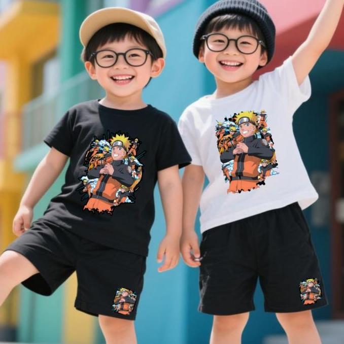 MD78 ~ Baju Setelan Anak Laki Laki - Pakaian Kaos dan Celana Pendek Fashion Anak Cowok Usia 5-15 Tah