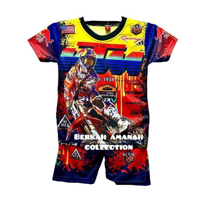 MD13 - Baju balap anak lengan pendek/ jersey balap anak/ kaos balap anak pendek/ setelan baju motorc