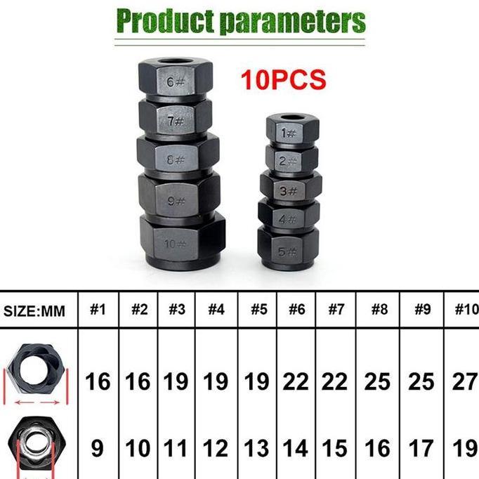 Lansungkirim- 10 13 14 Pcs Alat Pembuka Baut Mur Rusak 9Mm-19Mm Set Kunci Ring Pass Damage