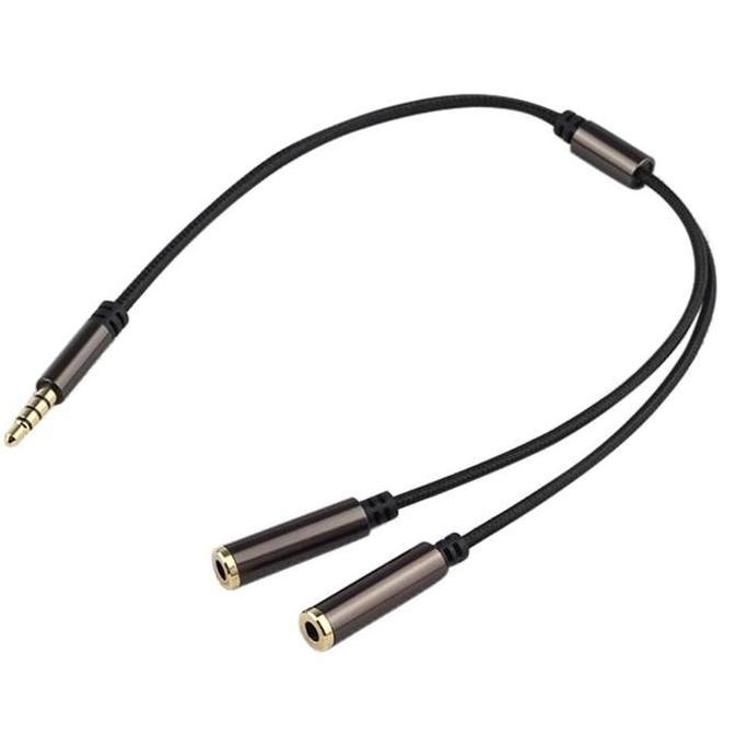 Promo AVPRO AVC159 3.5mm TRRS 4-pole Splitter for Headset Mic Braided 30cm B Diskon