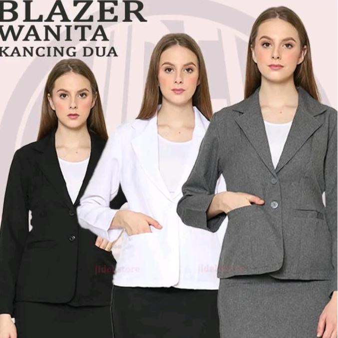 blezer hitam wanita baju jas blezer wanita kantor hitam Kancing 2 Formal HI
