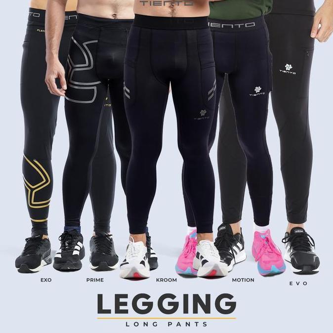 Tiento Baselayer Leging Celana Panjang Ketat Olahraga Pria Legging Sport Long Pants EXO Series Bola