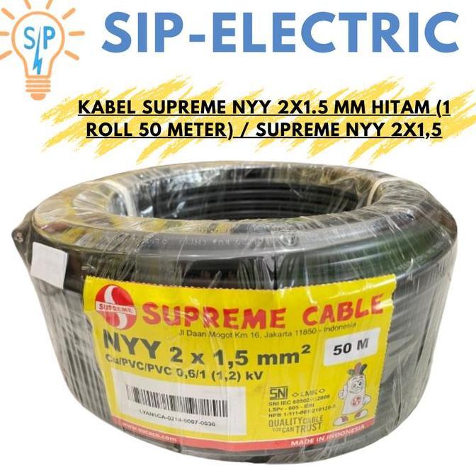 KABEL SUPREME NYY 2X1.5 MM HITAM (1 ROLL 50 METER) / SUPREME NYY 2X1,5