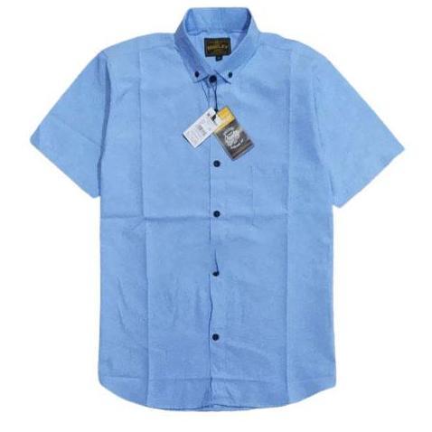 Termurah / Hot Sale Sage Green Mustar Abu Biru Hitam Kemeja Polos Pria Lengan Pendek Kemeja Pria Dis